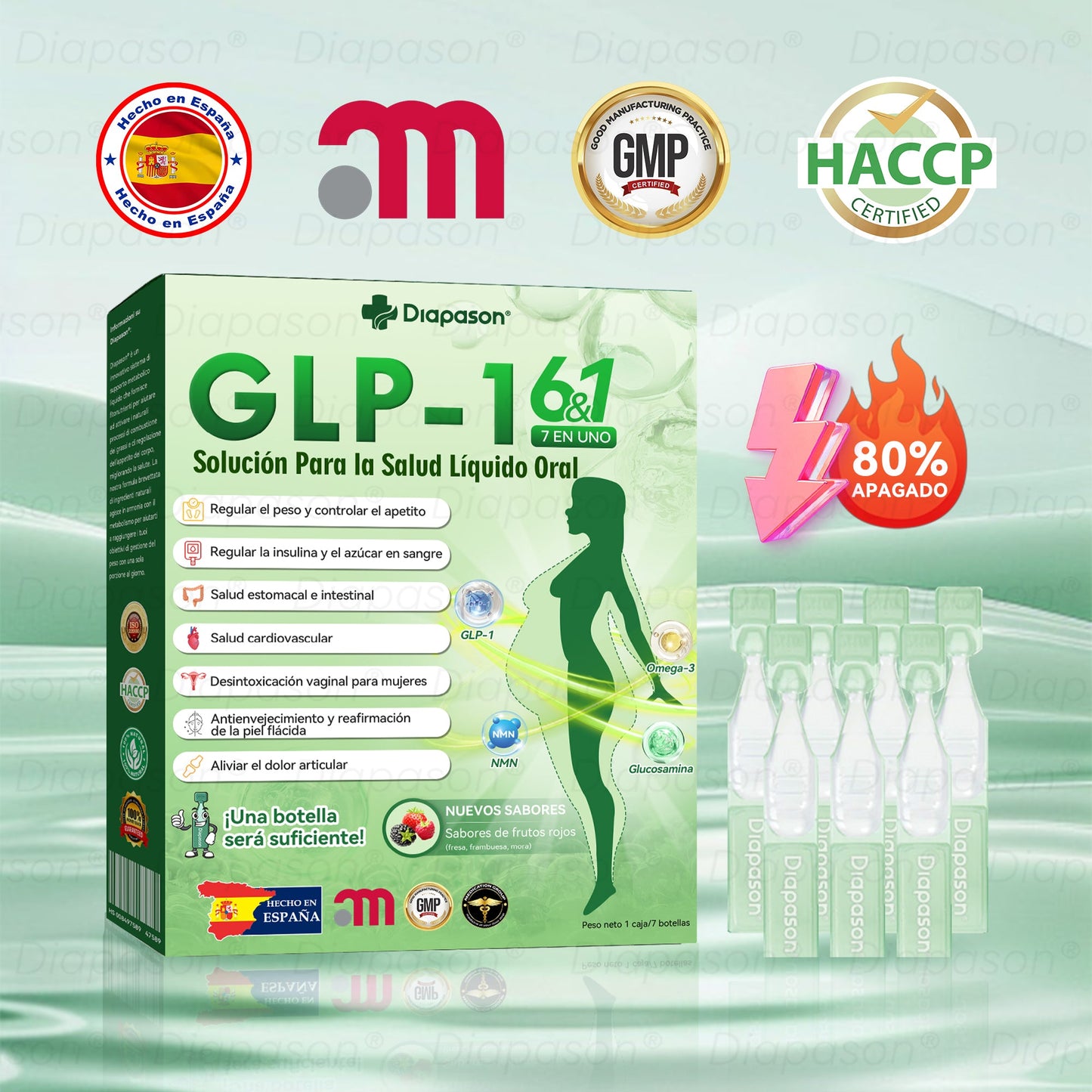 Tienda Oficial | 🍎𝐃𝒊𝓪𝐩𝓪𝙨𝐨𝒏®Ｇ𝖫𝑃-𝟏 𝑆𝑖𝑒𝑡𝑒 𝑒𝑛 𝑢𝑛𝑜 𝑆𝑜𝑙𝑢𝑐𝑖ó𝑛 𝑃𝑎𝑟𝑎 𝑙𝑎 𝑆𝑎𝑙𝑢𝑑 𝐿í𝑞𝑢𝑖𝑑𝑜 𝑂𝑟𝑎𝑙(Solo una vez al día, cambios visibles en 7 días) Para obesidad, salud cardiovascular, diabetes, apnea del sueño, salud intestinal, problemas articulares y más