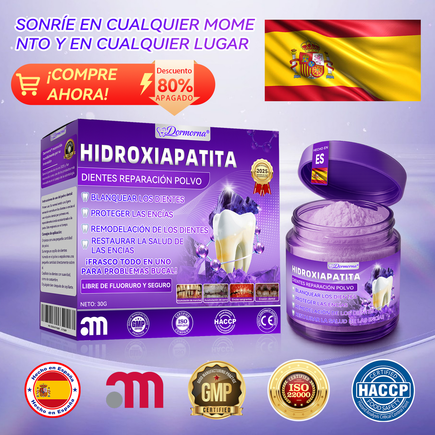 Tienda Oficial🍀|𝐷𝑜𝑟𝑚𝑜𝑟𝑛𝑎® 𝐻𝑖𝑑𝑟𝑜𝑥𝑖𝑎𝑝𝑎𝑡𝑖𝑡𝑎 𝐷𝑖𝑒𝑛𝑡𝑒𝑠 𝑅𝑒𝑝𝑎𝑟𝑎𝑐𝑖ó𝑛 𝑃𝑜𝑙𝑣𝑜🦷（Última media hora de la oferta limitada）