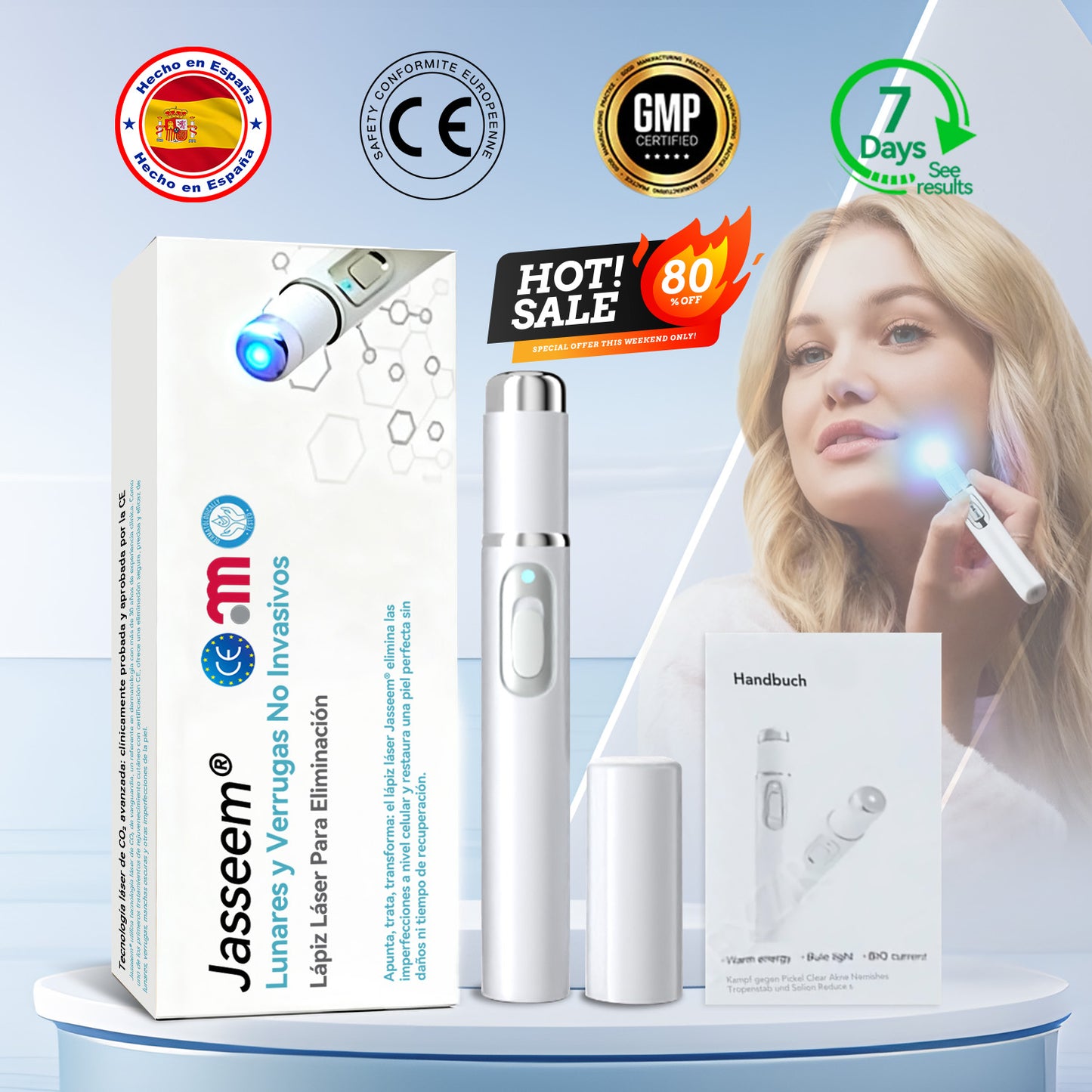 𝐉𝐚𝐬𝐬𝐞𝐞𝐦® Lápiz Láser de Grado Médico 💕 (Tecnología Láser de Dióxido de Carbono – Eficaz para Eliminar Lunares, Verrugas, Excesos de Piel, Manchas de Pigmentación y Otros Defectos de la Piel) 🔥